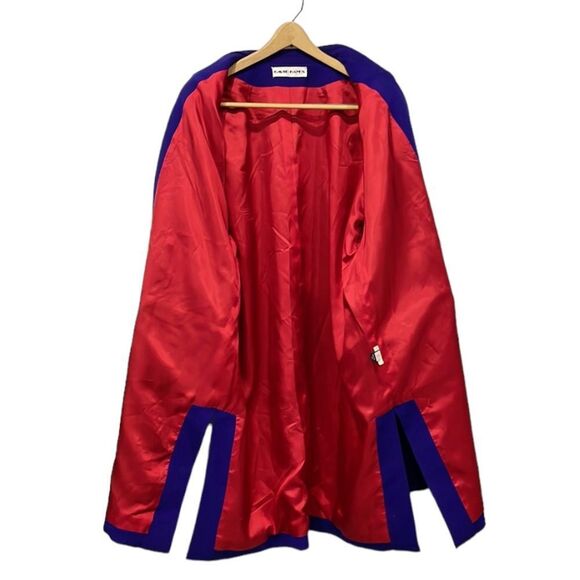 David Hayes 100% Wool Vintage Coat Pant Suit 80s Sz 14 Purple Toggle Pockets - Picture 4 of 15